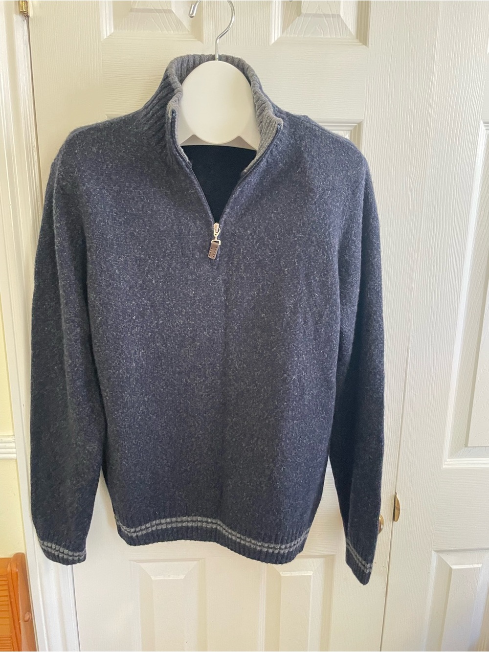 Made in Italy 🇮🇹 Men's Quarter-Zip Wool Sweater - Charcoal Gray (L)
